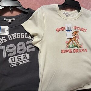 Graphic Tees Set - Gray and Cream